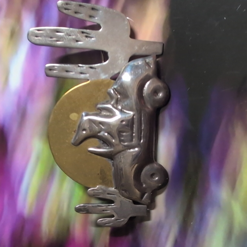 Silver and Gold Cactus Car Brooch - Picture 4 of 5
